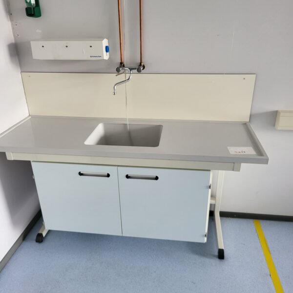Used S+B Laboratory wall table with sink (190 cm)