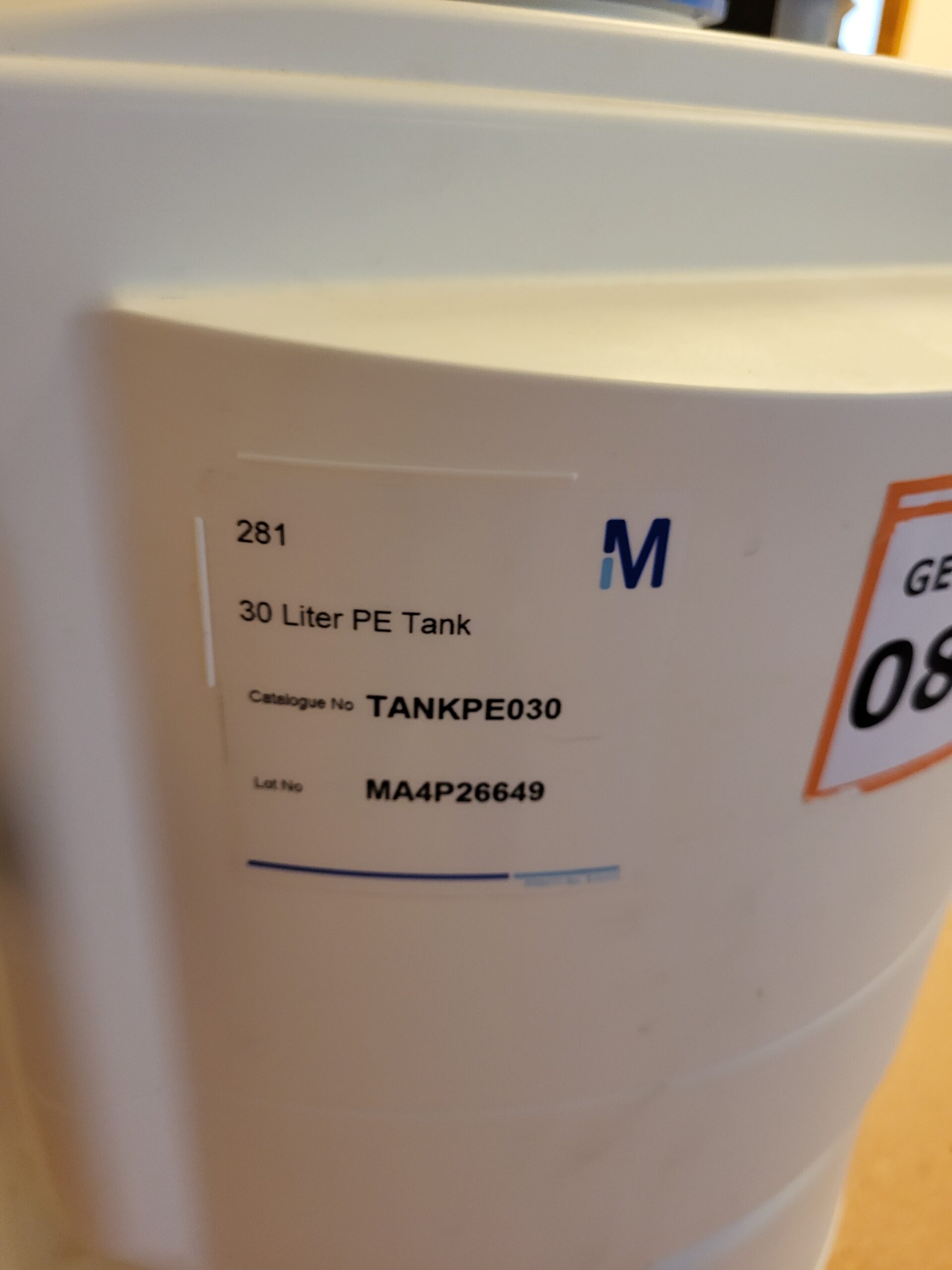2559 - Tweedehands Millipore 30 Liter PE opslagvat - Afbeelding 2