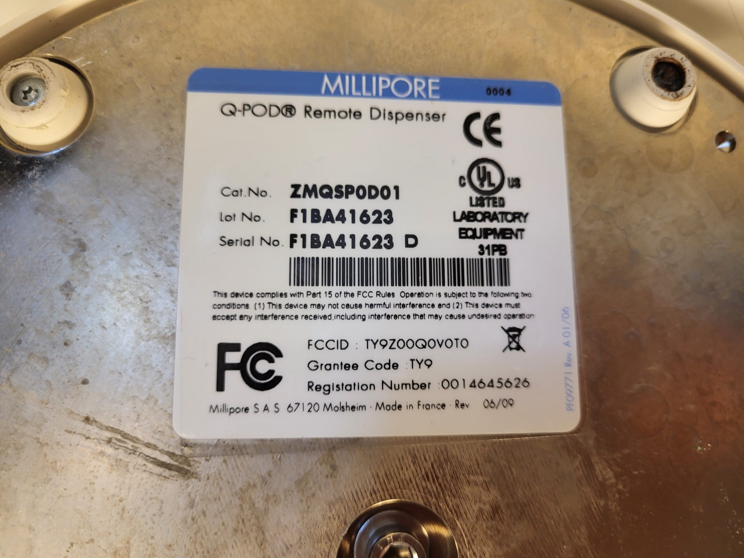 Used Millipore Q-POD Remote Dispenser ZMQSP0D01 - Image 2